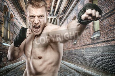 Fototapete Boxen 3D im Backstein-Gang