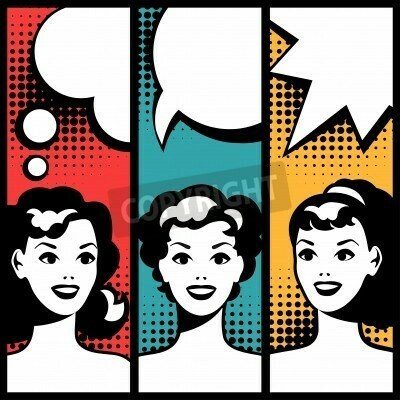 Fototapete Collage mit Frauen im Comic-Buch