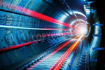 Fototapete Tunnel mit Neon-Licht