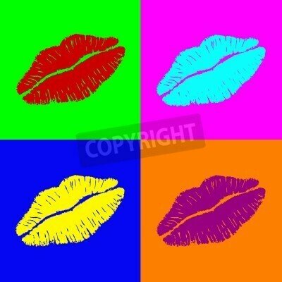 Fototapete Farbige Lippen in der Pop-Art-Kunst