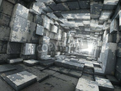 Fototapete Quadratischer Tunnel 3D