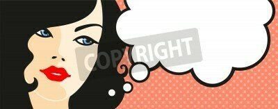 Fototapete Frau mit einer leeren Comic-Sprechblase