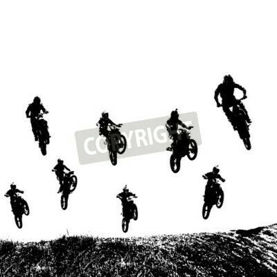 Fototapete Silhouetten von springenden Motorradfahrern