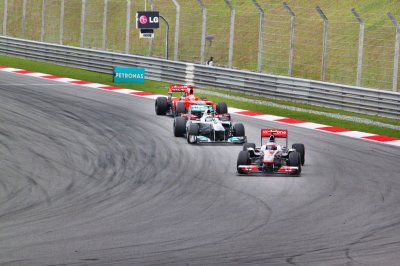 Fototapete Formel 1 Boliden in der Kurve