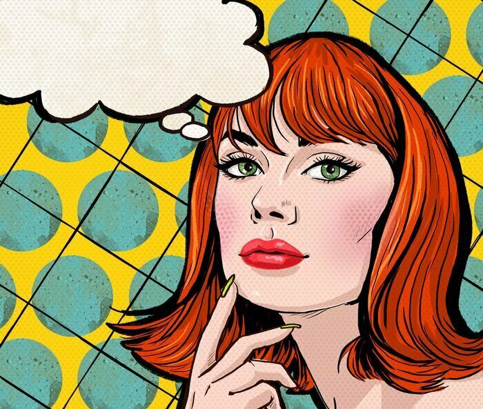 Fototapete Frau im Pop-Art-Comic-Stil