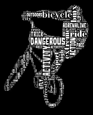 Fototapete BMX-Fahrrad aus schwarz-weißer Beschriftung