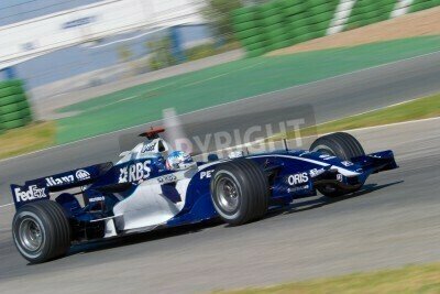 Fototapete Blau-weißer Bolid Formel 1