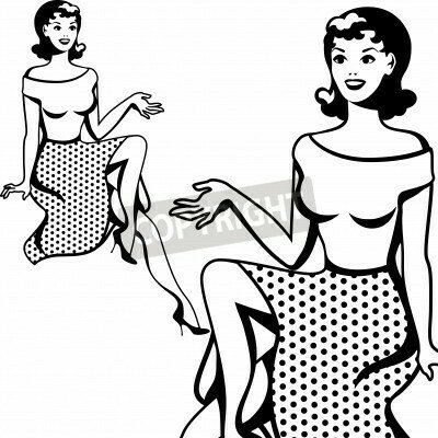 Fototapete Monochrome Figur einer Frau Pop Art