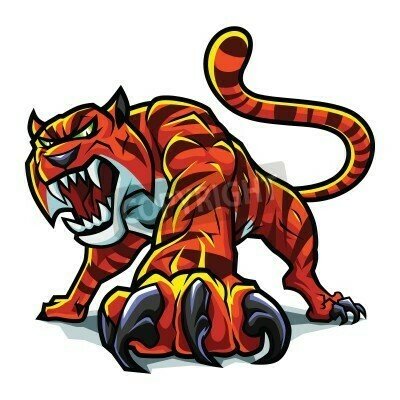 Fototapete Grafischer tiger auf weißem hintergrund