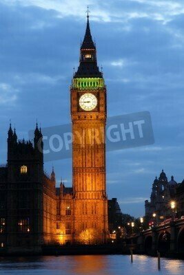 Poster London und Big Ben bei Nacht