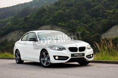 Fototapete Auto BMW 220i weiße Limousine