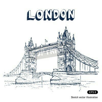 Poster London und Tower Bridge Zeichnung