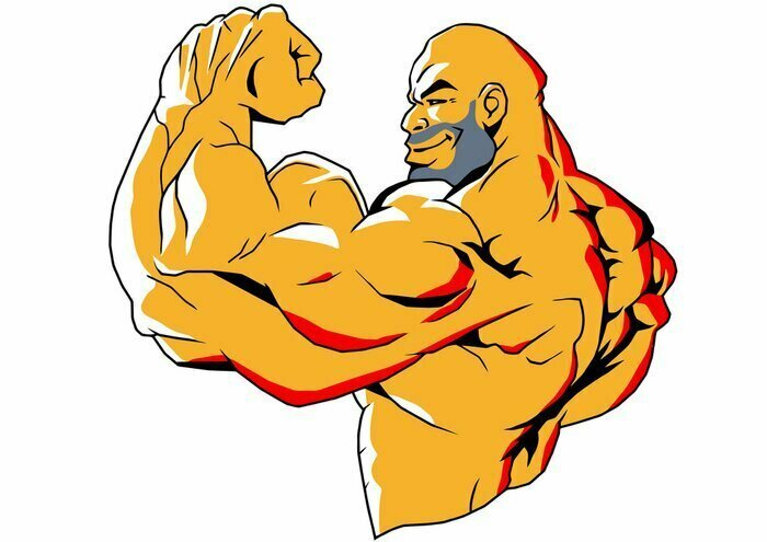 Sticker Großen Bizeps, Illustration, Farbe, Logo, auf einem weißen