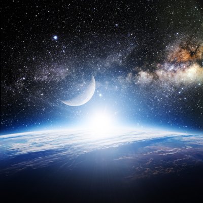 Fototapete Sterne über Erde