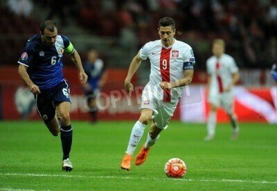 Poster Sportler Fußballer während des Europacups