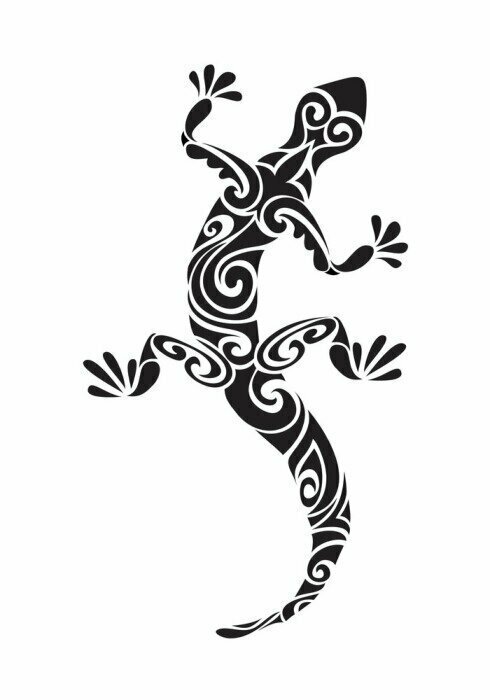 Sticker Eidechse Reptil Tattoo verziert geometrischen Ornament