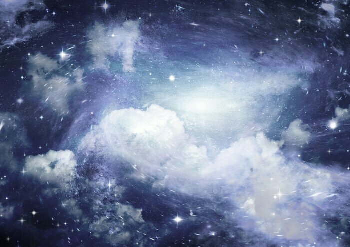 Fototapete Ein Blick auf Sterne und Wolken