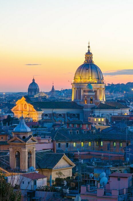 Sticker Sonnenuntergang über Rom, gesehen vom Park Billa Borghese