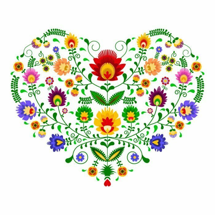 Sticker Polski folklor - wzór w kształcie serca