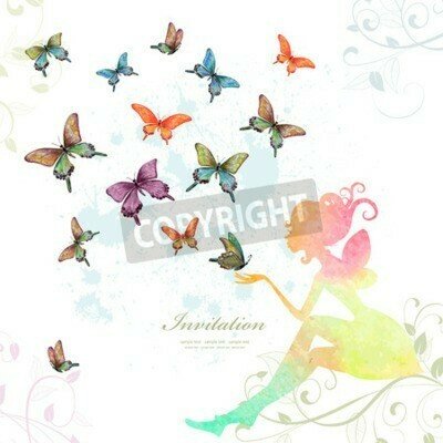 Fototapete Fee unter Schmetterlingen