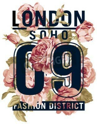 Poster Londoner Grafik mit Rosen