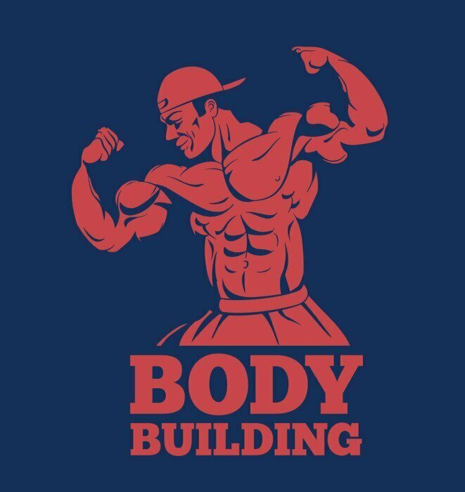 Sticker Grafik eines Bodybuilders mit dem Schriftzug „Bodybuilding“