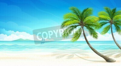 Fototapete Grafischer tropischer Strand