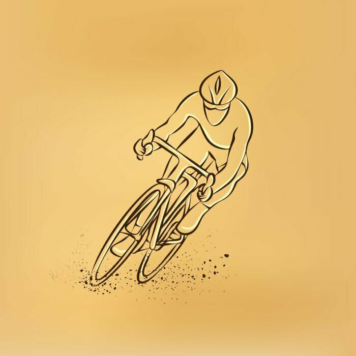 Sticker Fahrradrennen. Vorderansicht. Vector retro Zeichnung Illustration.