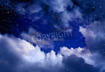 Fototapete Gestirnter Himmel und Wolken