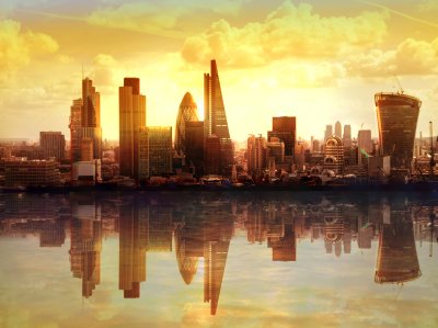 Poster London Skyline und Sonnenuntergang