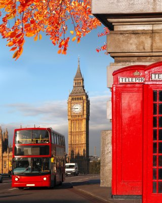 Poster Londoner Telefonzelle Bus und Big Ben