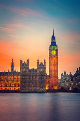 Poster London und Big Ben am Abend