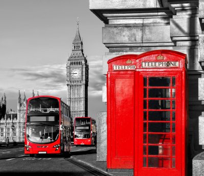 Poster Londoner roter Bus und Big Ben