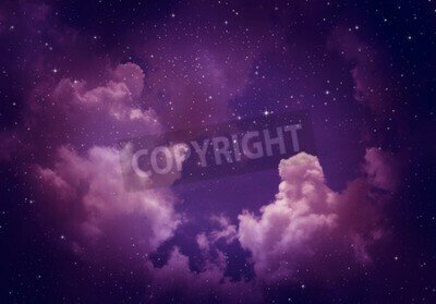 Fototapete Sterne und violette Wolken