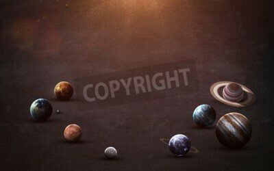 Fototapete Planeten des Sonnensystems im brauen Hintergrund