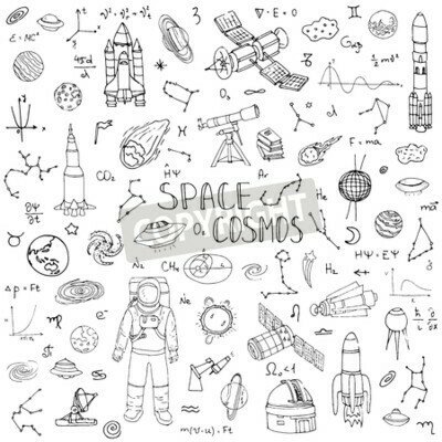 Fototapete Kosmische Illustration zum Ausmalen
