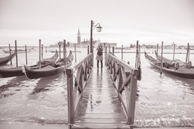 Fototapete Venedig schwarz weiße brücke