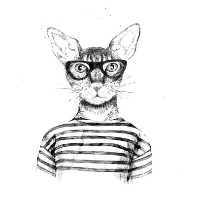 Poster Tier mit Brille Vintage Katze