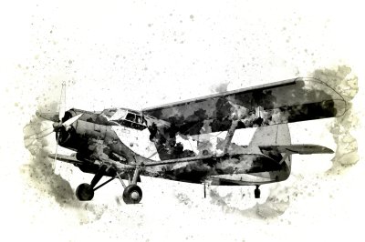 Bild Altes Flugzeug Aquarell