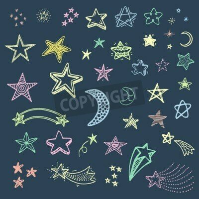 Poster Bunte Sterne mit Kreide gemalt