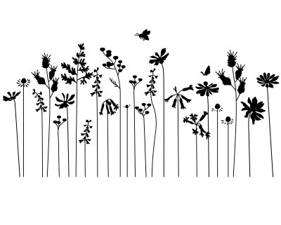 Sticker Schwarze Silhouetten von Blumen