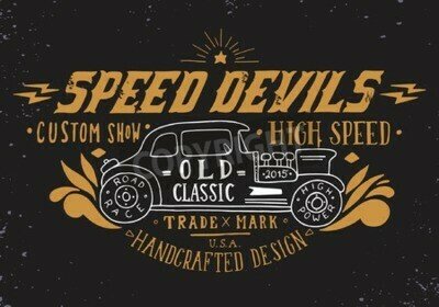 Bild Typografie mit Oldtimer