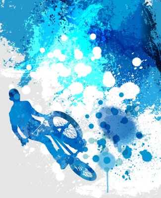 Fototapete Künstlerische Grafik mit einem Radfahrer