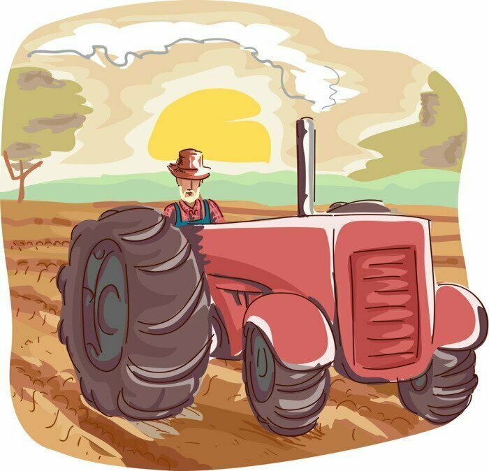 Sticker Man Farmer Traktor Feld