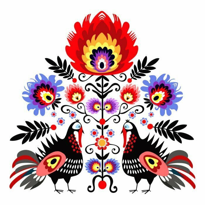 Sticker Ludowa wycinanka z indykami