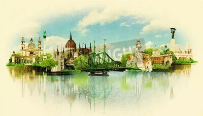 Fototapete Mit Aquarell gemaltes Schloss