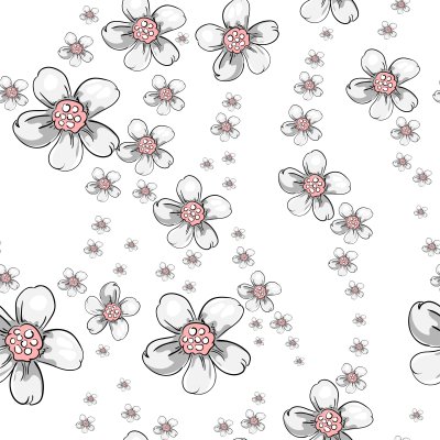 Tapete Gezeichnete Blumen