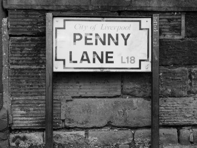 Fototapete Ein Schild in Liverpool Penny Lane